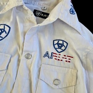 Boys 2T Toddler Ariat Button Up White Dress Shirt